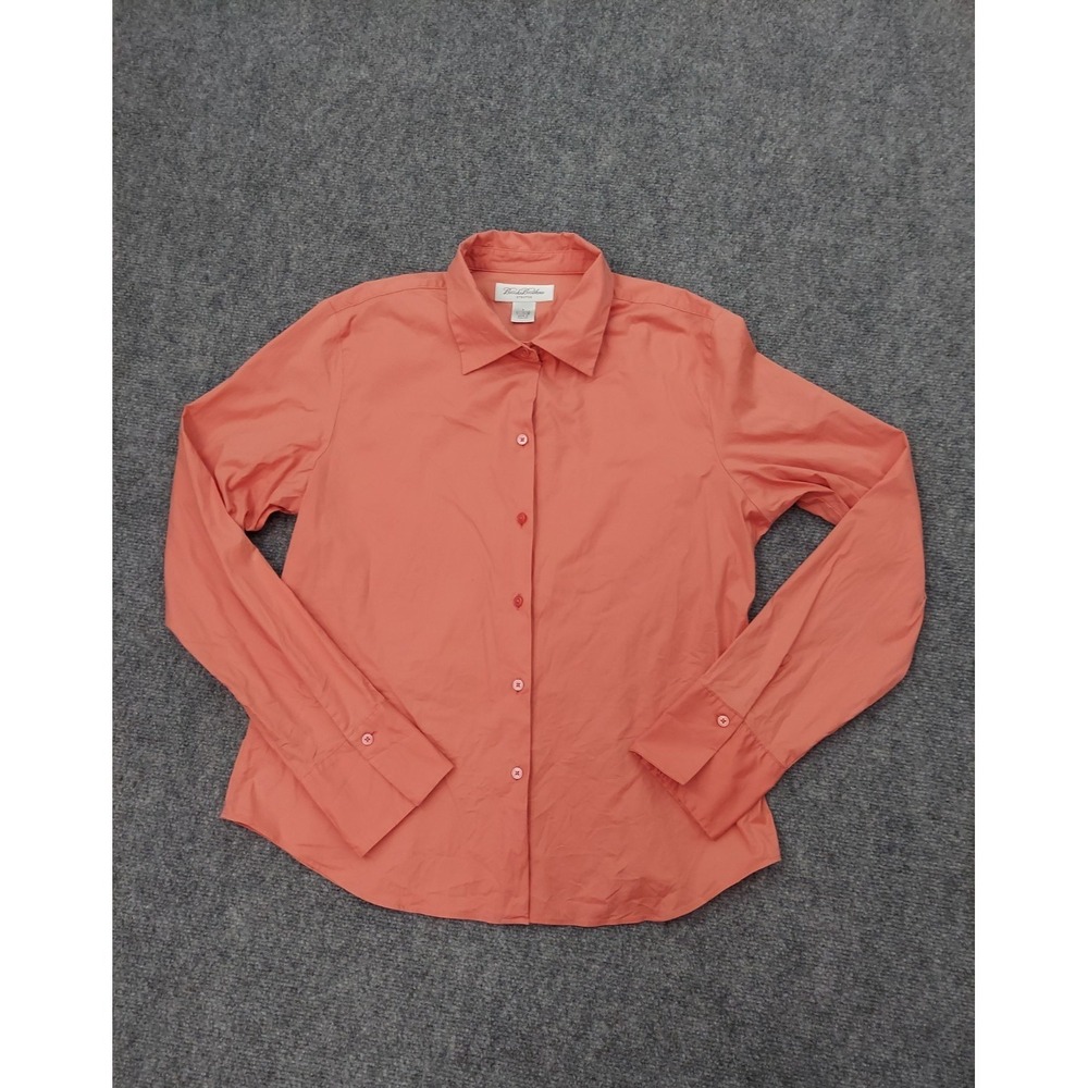 Brooks Brothers Shirt Womens Large Orange Button up Career Long Sleeve Stretch - Picture 1 of 10